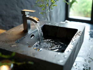 Image of a clogged sink drain