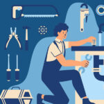 Illustration of a plumber working