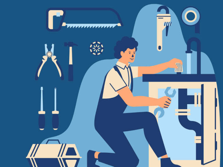 Illustration of a plumber working