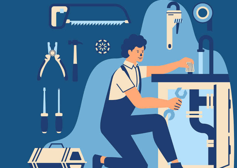 Illustration of a plumber working