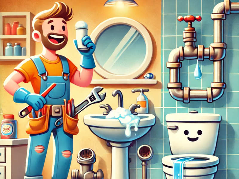 illustration of a diy plumber