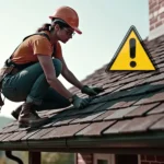 picture of a woman inspecting a roof