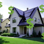 Image of a home with solar panels and dollar signs