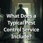 Image of a pest control worker in a home.